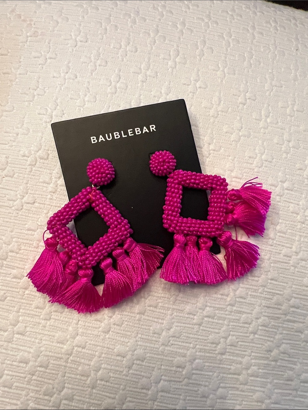 BaubleBar Fuchsia Beaded Tassel Statement Earrings
